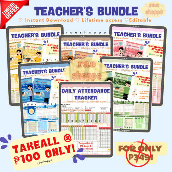 TAKE ALL @ 100 ? TEACHER?S BUNDLE : planners + daily attendance tracker (unli resell)