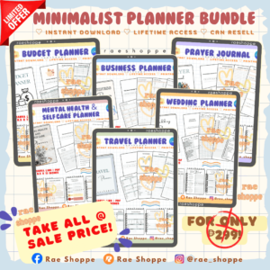 TAKEALL @ 129 ? MINIMALIST PLANNER BUNDLE w/ freebies! (canva editable + unli-resell)